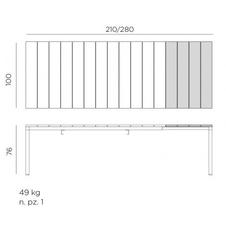 Tavolo Rio Ext 210/280x100 cm - Nardi