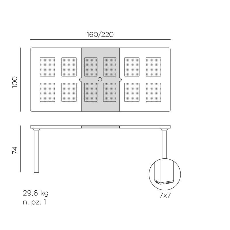 Tavolo Levante 160/220x100 cm- Nardi