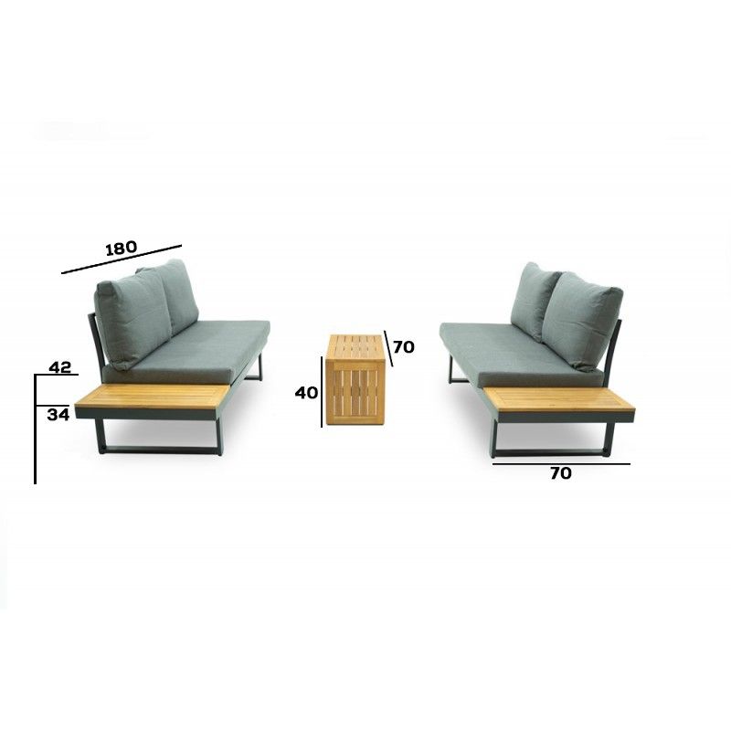 Set Divano Modulare in Alluminio Dafne Antracite