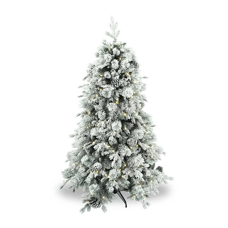 Albero Di Natale Con Luci Led Incorporate.Albero Innevato Con Pigne E Luci Led H 180 240 Cm Montepigna