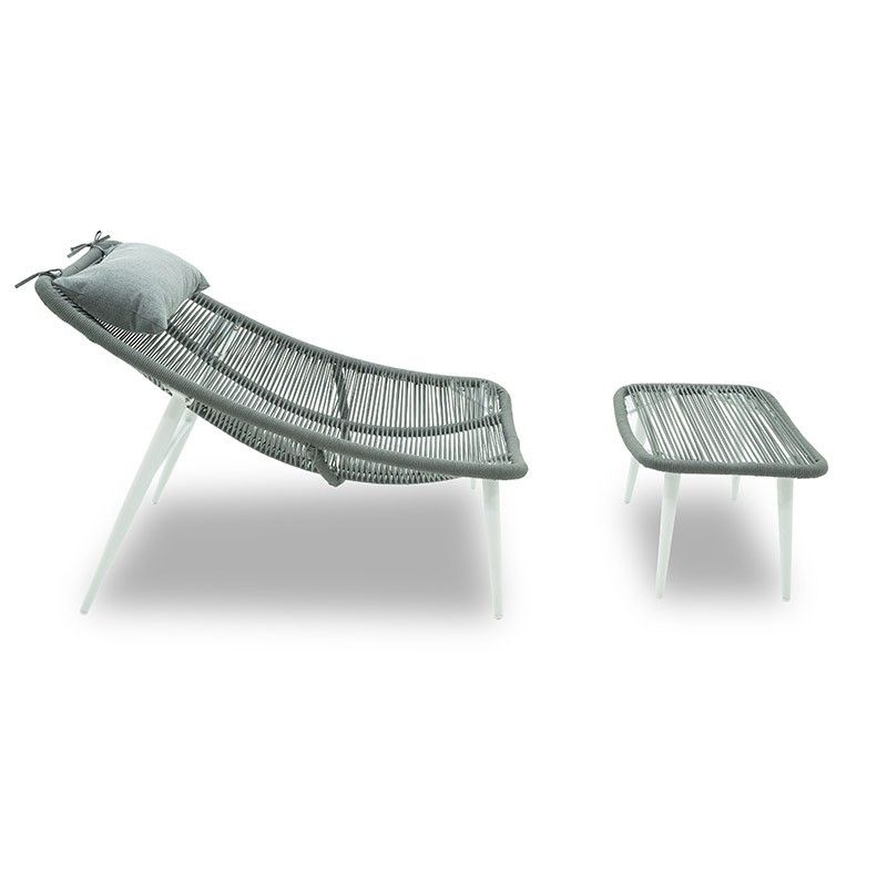 Poltrona con Poggiapiedi in Alluminio e Corde Licis