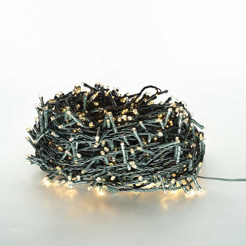 Catena Memory Control con 480 Luci Led Bianco Caldo con Cavo Verde 24 metri, Uso Esterno