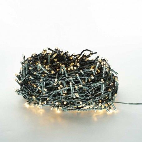 Catena Memory Control con 480 Luci Led Bianco Caldo con Cavo Verde 24 metri, Uso Esterno