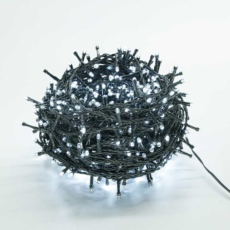 Catena con 700 Luci Led Bianco Freddo e Cavo Verde 35 metri, Uso Esterno