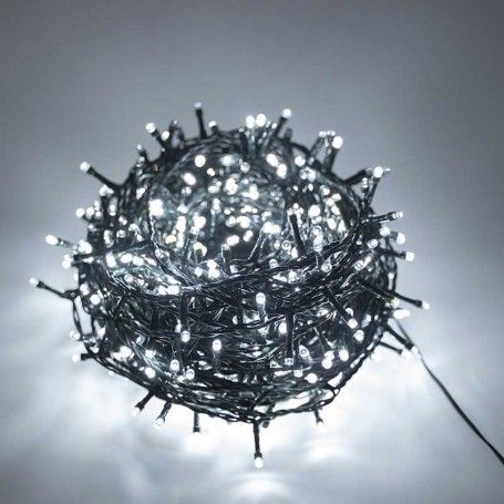 Catena con 1000 Luci Led Bianco Freddo con Cavo Verde, 50 metri + 5, Uso Esterno