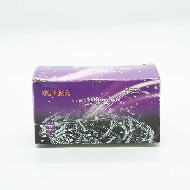 Catena 100 Luci Led Bianco Freddo, 10 flash, Cavo Verde in Pvc 10 metri, Connettibile, Uso Interno