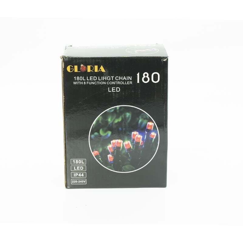 Catena Luminosa con 180 Luci Led Rossi con Cavo Verde 3 metri, 8 Giochi Luci, Uso Esterno