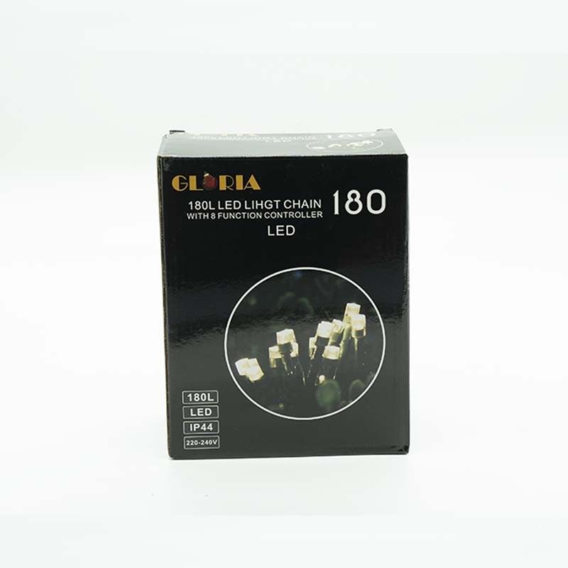 Catena Luminosa con 180 Luci Led Bianco Caldo con Cavo Verde 3 metri, 8 Giochi Luci, Uso Esterno