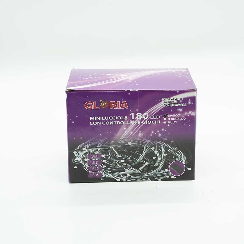 Minilucciole 180 Led Bianco Freddo con Controller 8 Giochi 9 metri Uso Interno