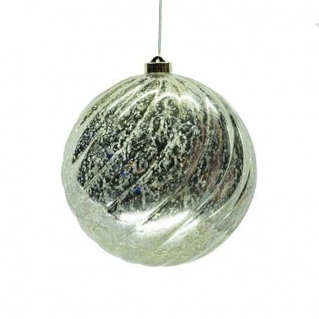 Palla di Natale Oro in Plastica con Led Bianco Caldo D.15 cm