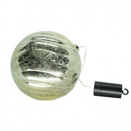 Palla di Natale Oro in Plastica con Led Bianco Caldo D.20 cm