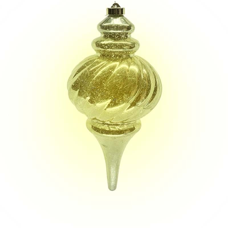 Pendente Natalizio Oro in Plastica con Led Bianco Caldo 32 cm