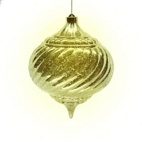 Cipolla Natalizia Oro in Plastica con Led Bianco Caldo 20 cm