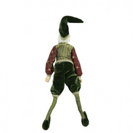Elfo di Natale con Abito Verde e Burgundy H.51 cm