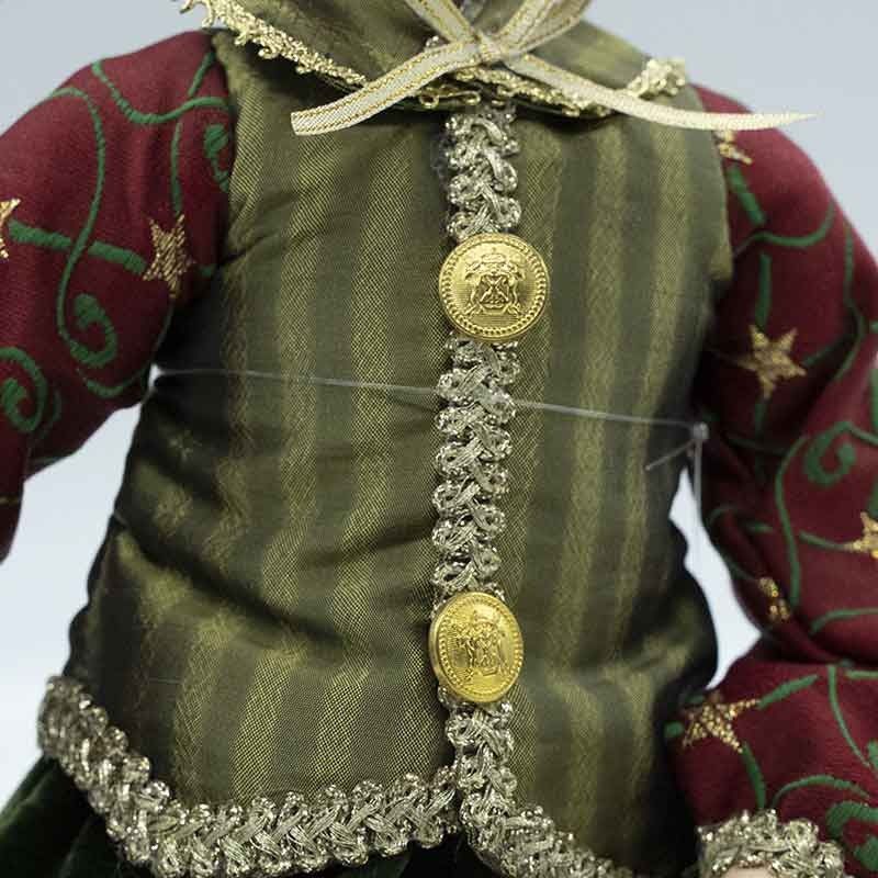 Elfo di Natale con Abito Verde e Burgundy H.51 cm