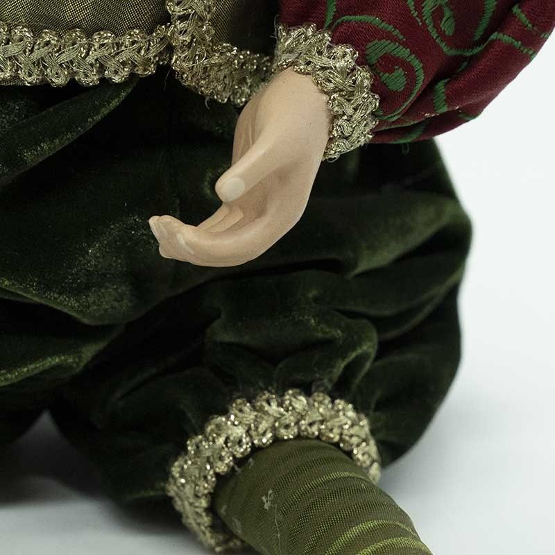 Elfo di Natale con Abito Verde e Burgundy H.51 cm