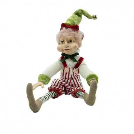 Elfo Natalizio con Abito a Strisce H.23 cm