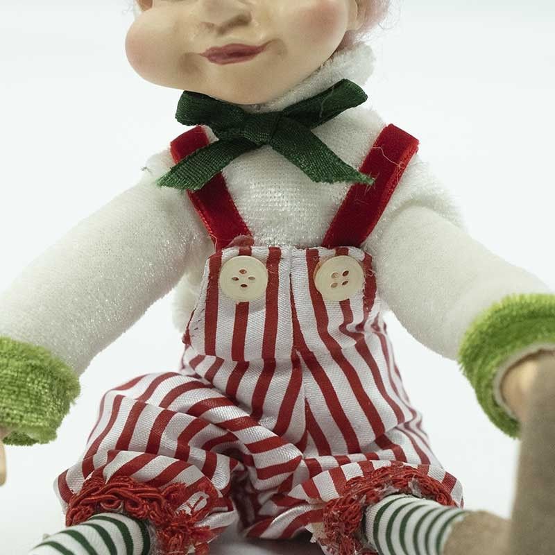 Elfo Natalizio con Abito a Strisce H.23 cm