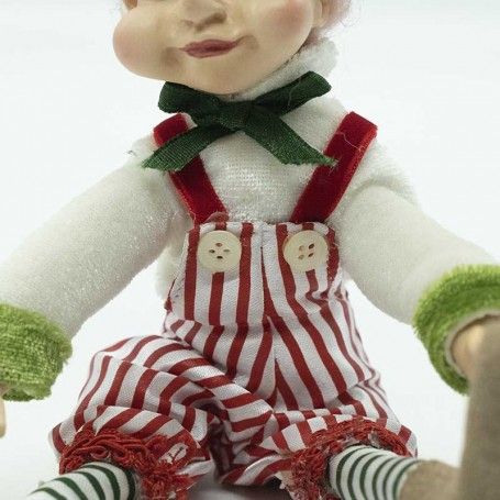 Elfo Natalizio con Abito a Strisce H.23 cm