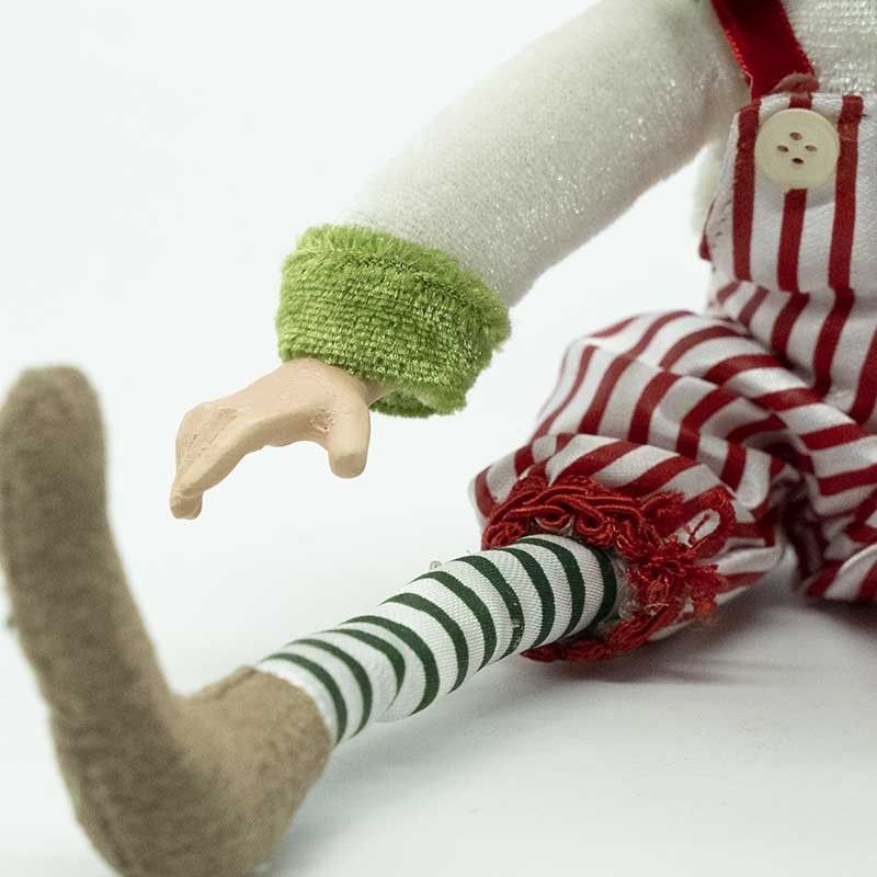 Elfo Natalizio con Abito a Strisce H.23 cm