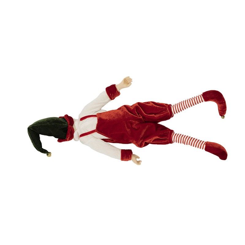 Elfo di Natale con Salopette Rossa H.43 cm