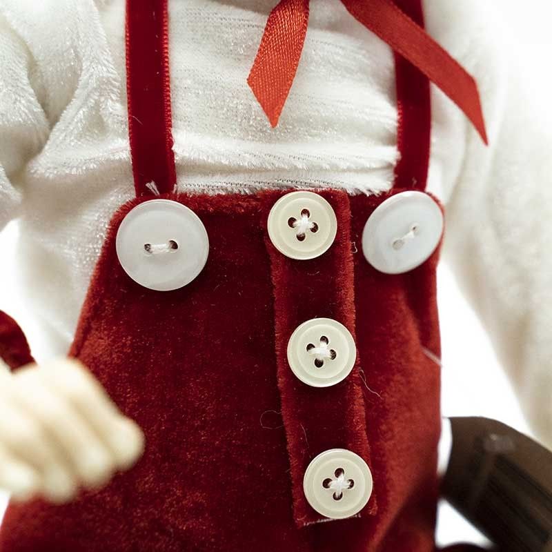 Elfo di Natale con Salopette Rossa H.43 cm