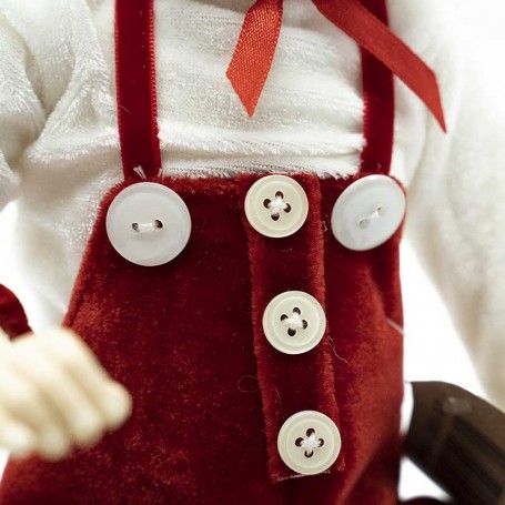 Elfo di Natale con Salopette Rossa H.43 cm