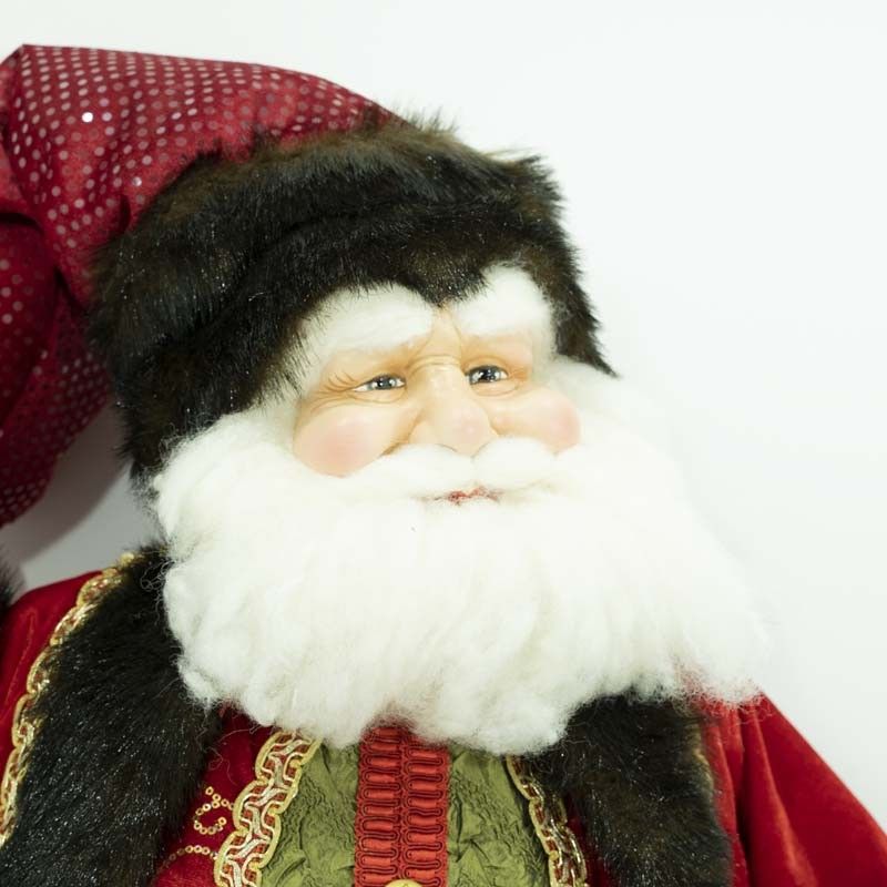 Babbo Natale Seduto con Abito Rosso e Verde H.122 cm