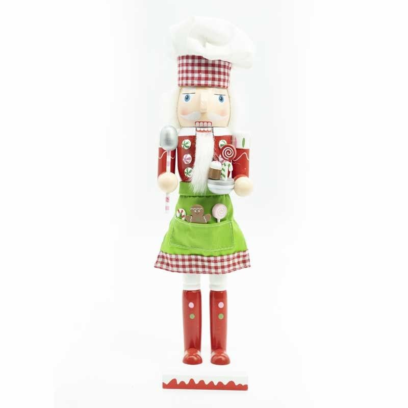 Schiaccianoci Chef Natalizio con Grembiule H.36 cm