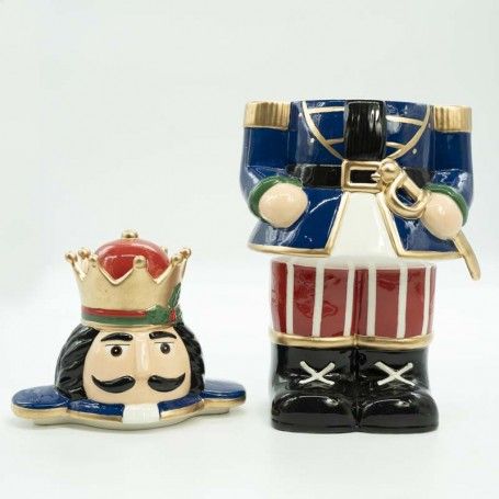 Schiaccianoci Natalizio Portabiscotti in Ceramica H.38,5 cm