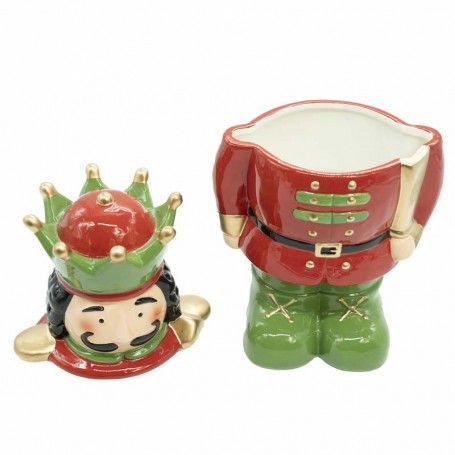 Schiaccianoci Portabiscotti Natalizio in Ceramica H.32 cm