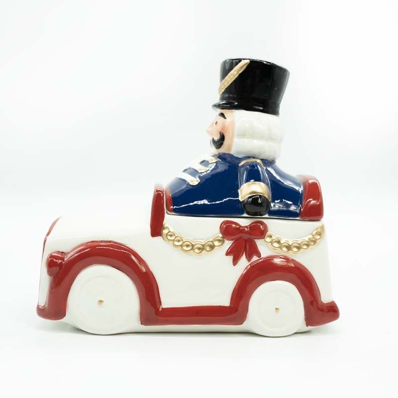 Schiaccianoci Natalizio con Macchina Contenitore in Ceramica H.17,5 cm