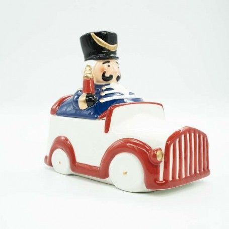 Schiaccianoci Natalizio con Macchina Contenitore in Ceramica H.17,5 cm