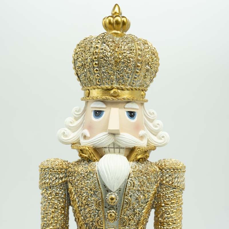 Schiaccianoci Natalizio in Resina Oro e Bianco H.45,5 cm