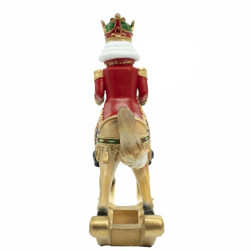 Schiaccianoci Natalizio in Resina su Cavallo a Dondolo