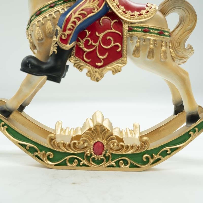 Schiaccianoci Natalizio in Resina su Cavallo a Dondolo