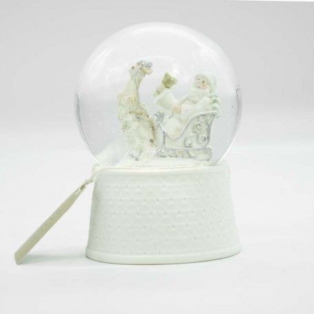 Sfera Natalizia ad Acqua in Vetro e Poliresina con Luci Led D.10 cm