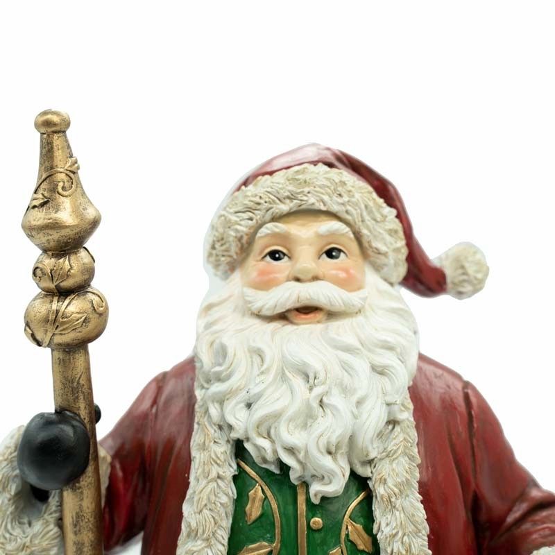 Babbo Natale con Renna in Resina H.30 cm