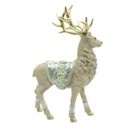 Renna Natalizia in Resina con Sella Verde Acqua H.28,5 cm