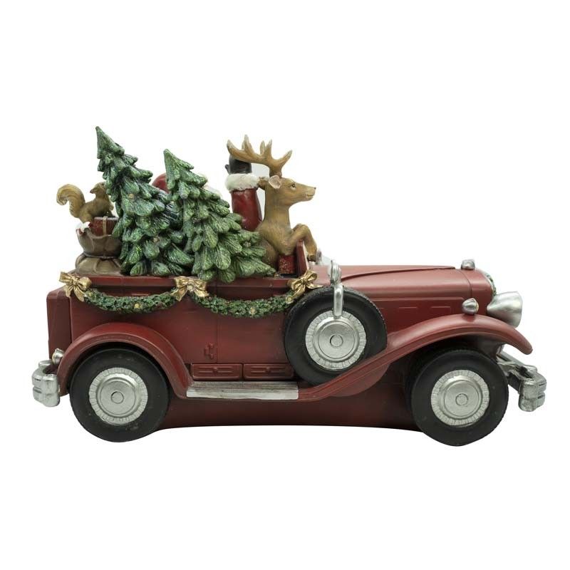 Macchina con Babbo Natale alla Guida in Resina