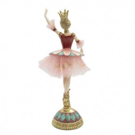 Fata Ballerina in Resina Rosa con Corona Oro H.24 cm