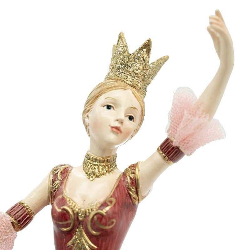 Fata Ballerina in Resina Rosa con Corona Oro H.24 cm