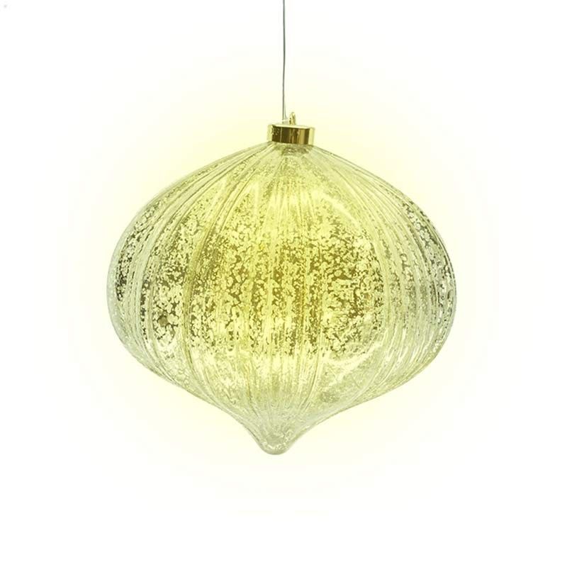 Cipolla Natalizia Oro in Plastica con Led Bianco Caldo D.20 cm