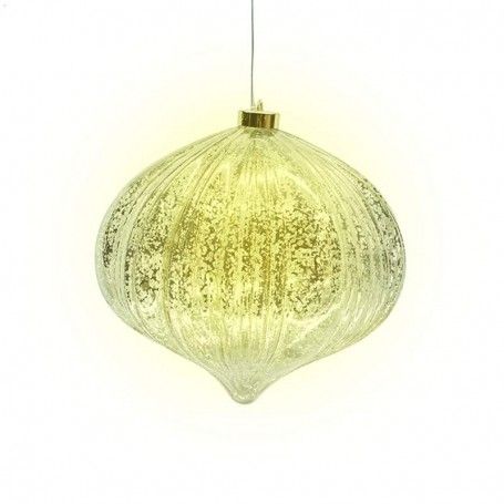 Cipolla Natalizia Oro in Plastica con Led Bianco Caldo D.20 cm