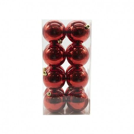 Palle di Natale in Plastica Lucide D.8 cm Confezione da 16 Pz