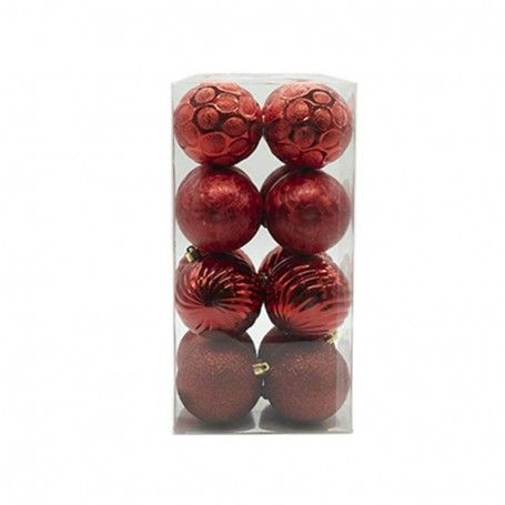 Palle di Natale Decorate in Plastica D.6 cm Confezione da 16 Pz