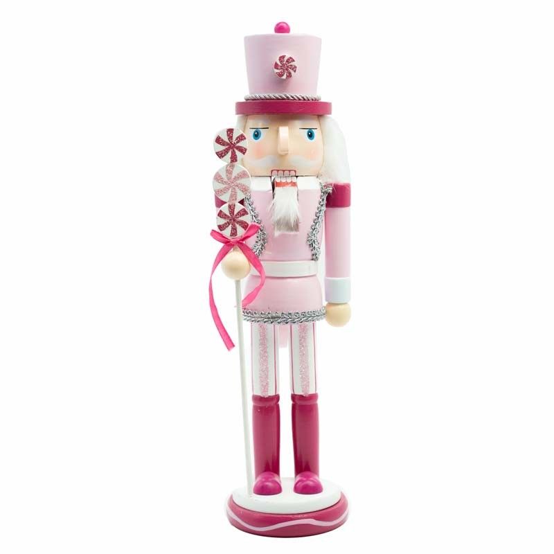 Kurt S. Adler Schiaccianoci Rosa Hollywood Sweet Soldier - 38 Cm - Decorazione Natalizia In Legno