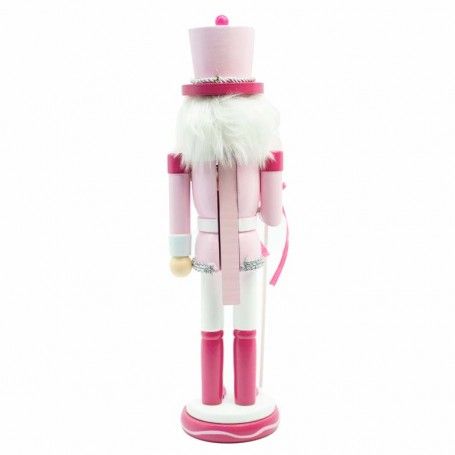 Schiaccianoci di Natale in Legno con Uniforme Rosa H.38 cm
