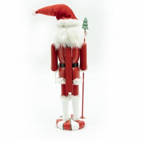 Elfo di Natale in Legno con Abito Bianco e Rosso H.38 cm