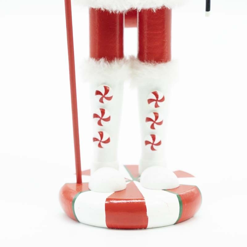 Elfo di Natale in Legno con Abito Bianco e Rosso H.38 cm